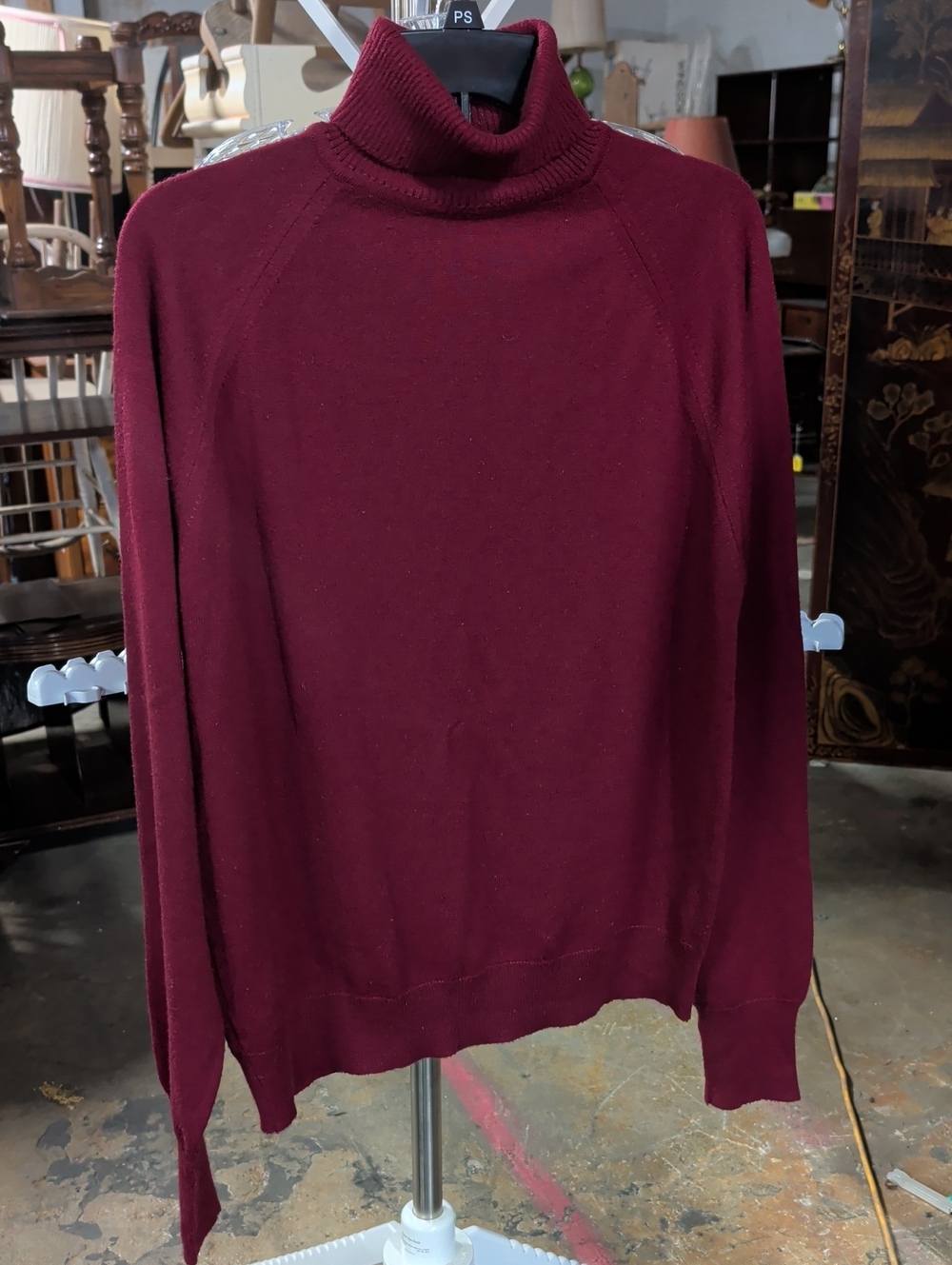 70s Robert Bruce Orlon Acrylic Men's Turtleneck Sweater - Burgundy